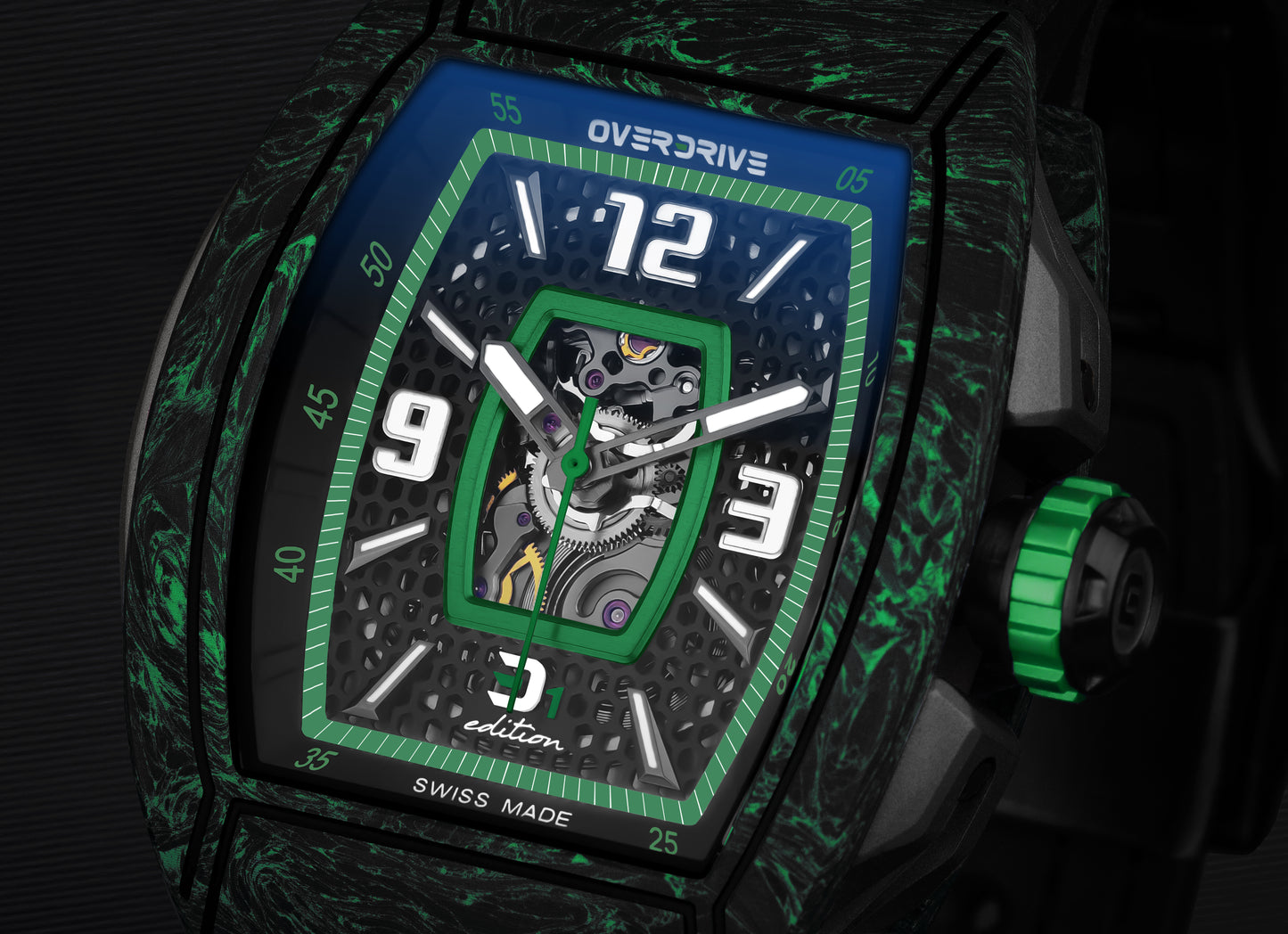 Racing Green Velocity – Overdrive Skeleton Automatic Watch | Titanium & Forged Carbon