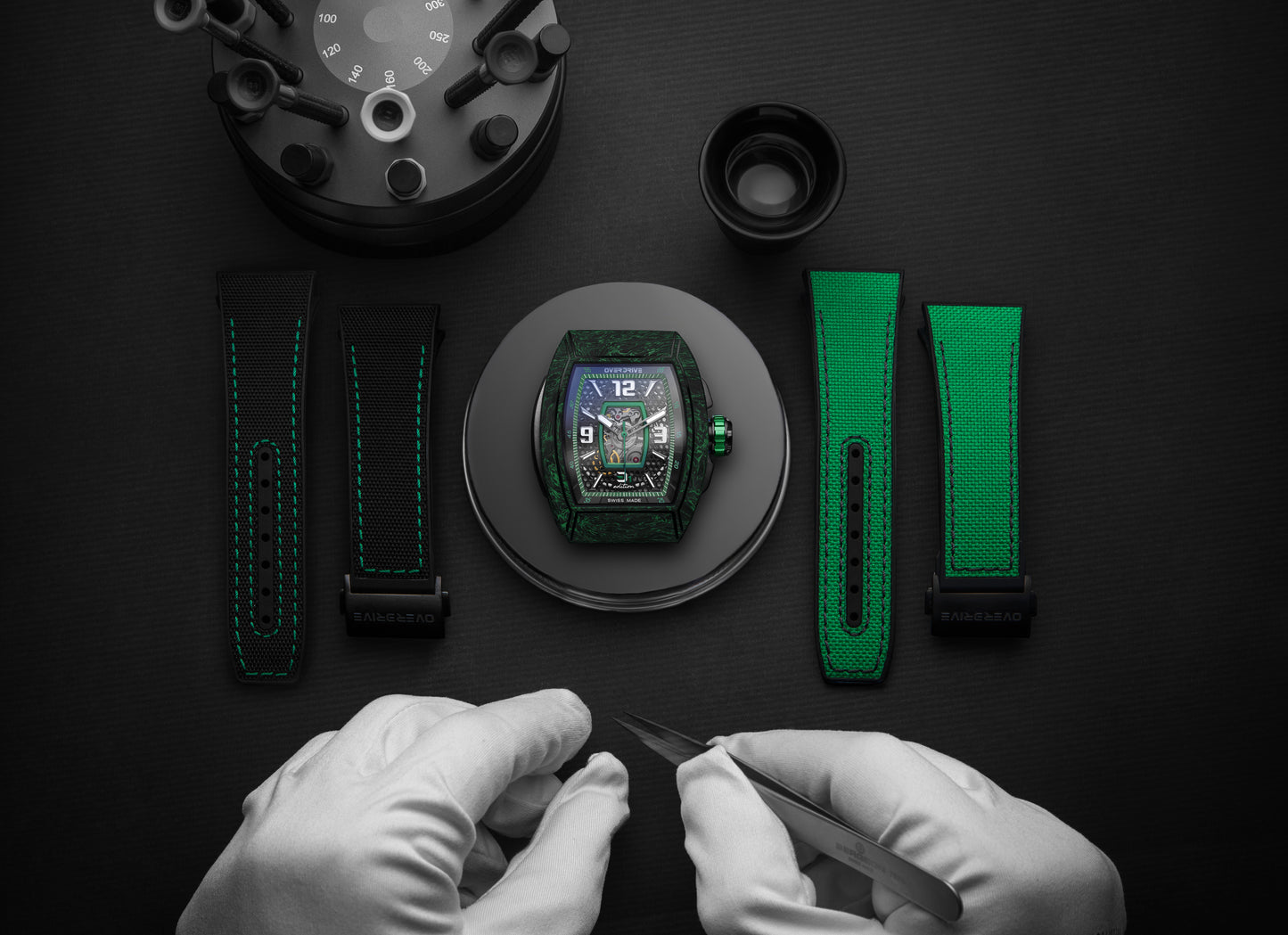 Racing Green Velocity – Overdrive Skeleton Automatic Watch | Titanium & Forged Carbon