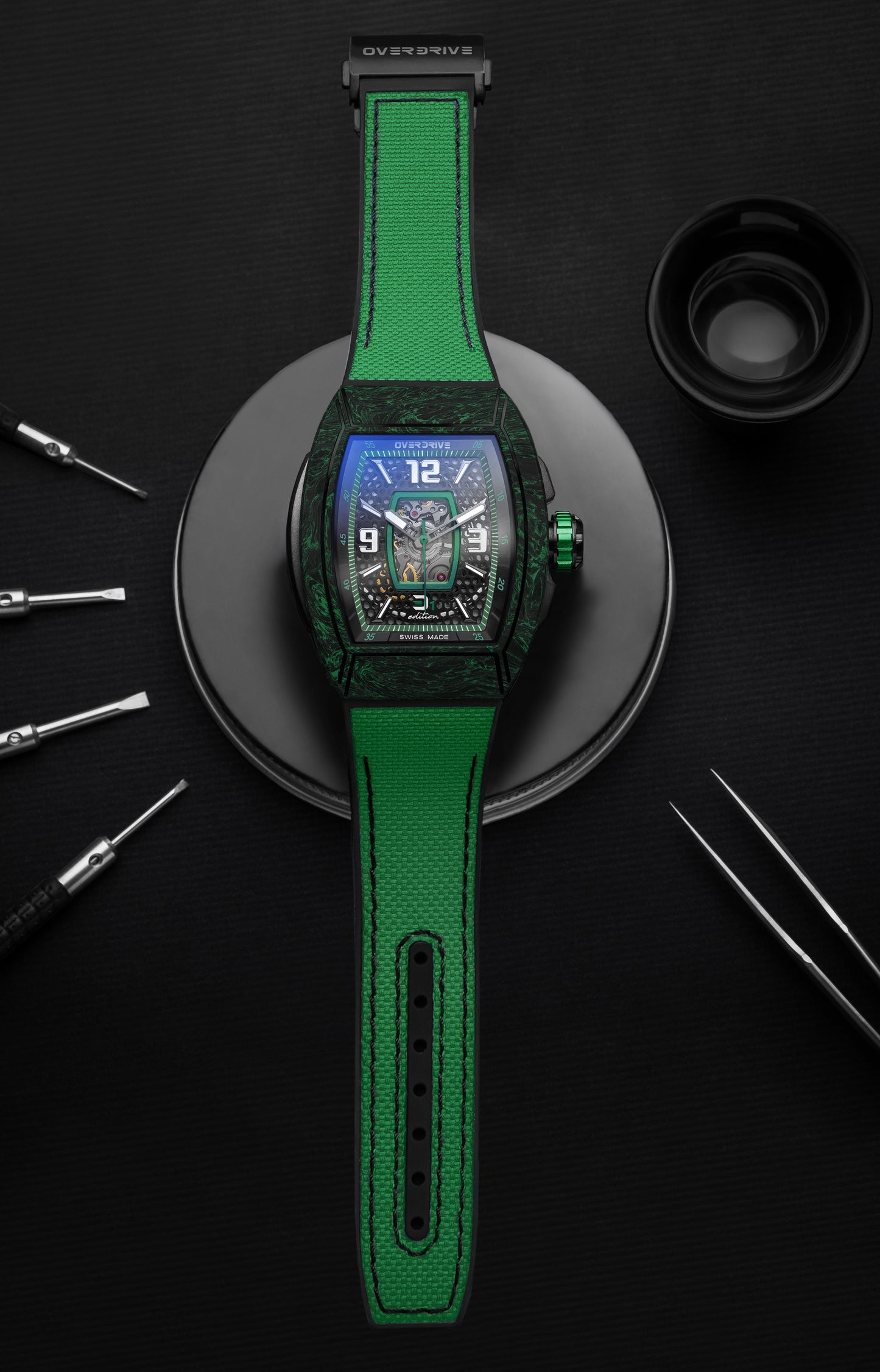 Racing Green Velocity – Overdrive Skeleton Automatic Watch | Titanium & Forged Carbon