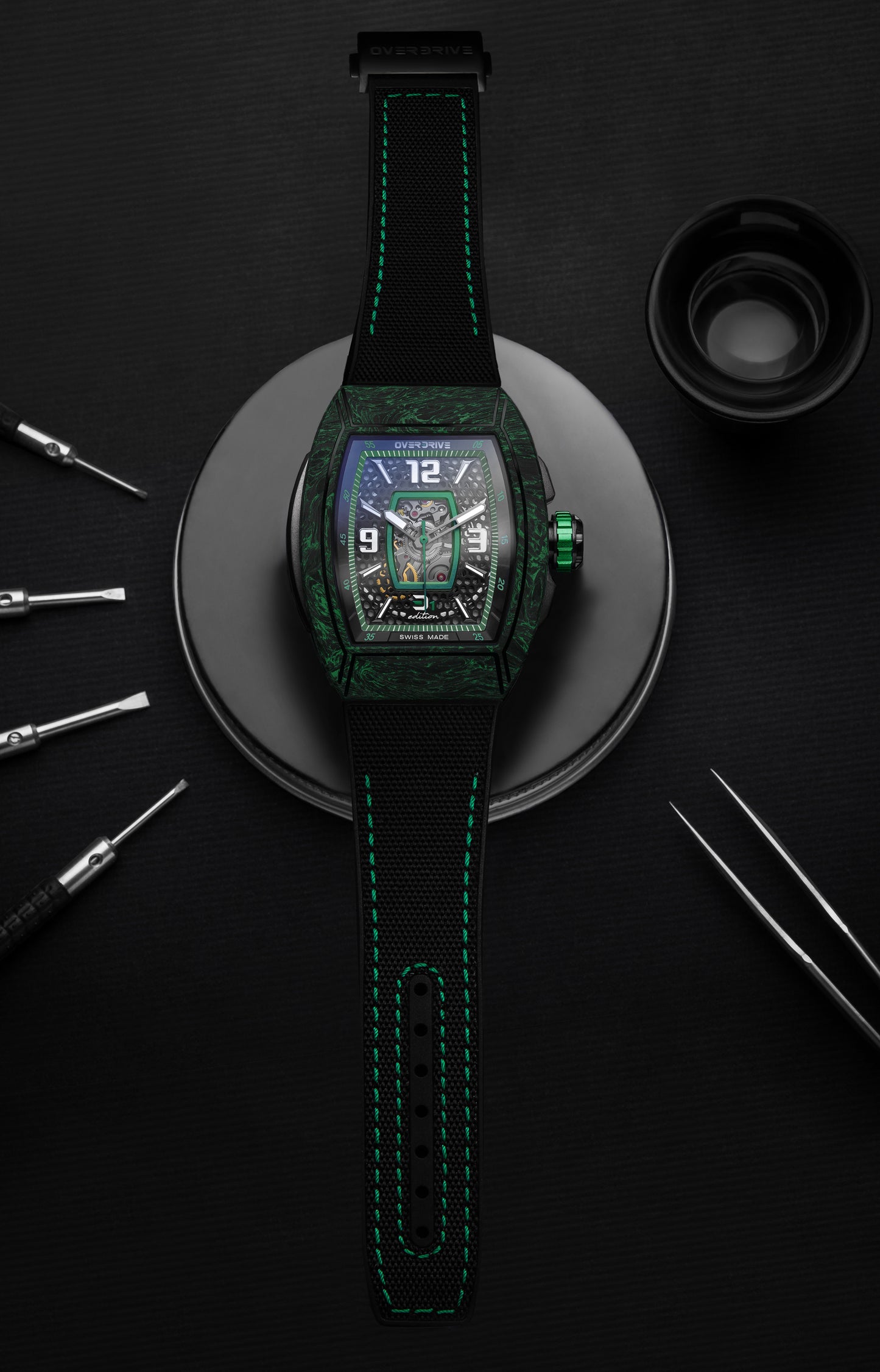 Racing Green Velocity – Overdrive Skeleton Automatic Watch | Titanium & Forged Carbon