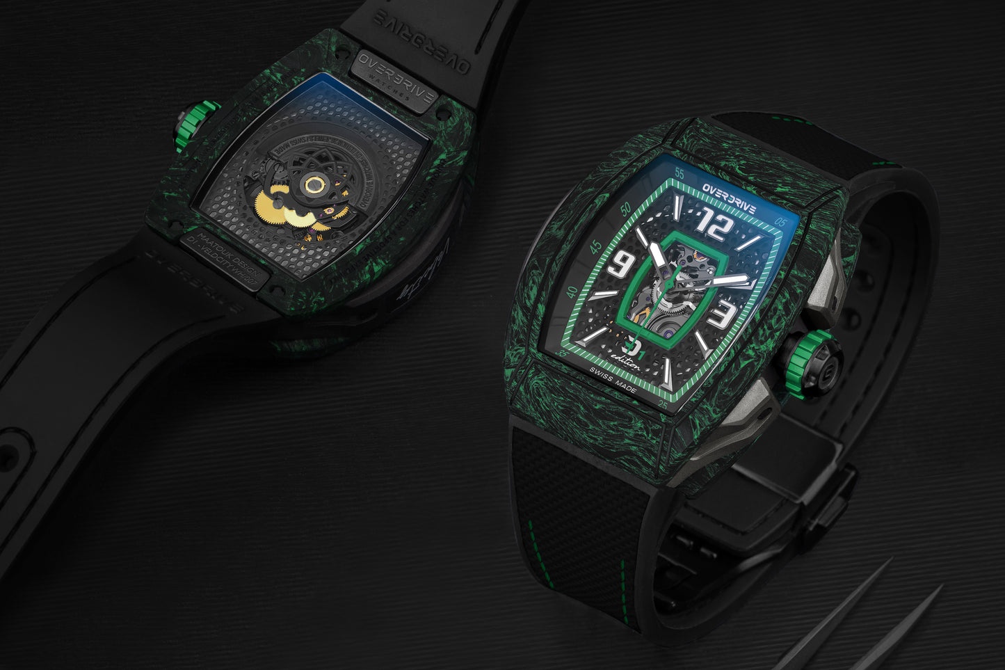 Racing Green Velocity – Overdrive Skeleton Automatic Watch | Titanium & Forged Carbon