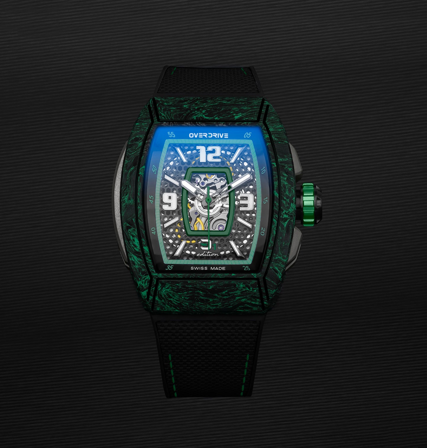 Racing Green Velocity – Overdrive Skeleton Automatic Watch | Titanium & Forged Carbon