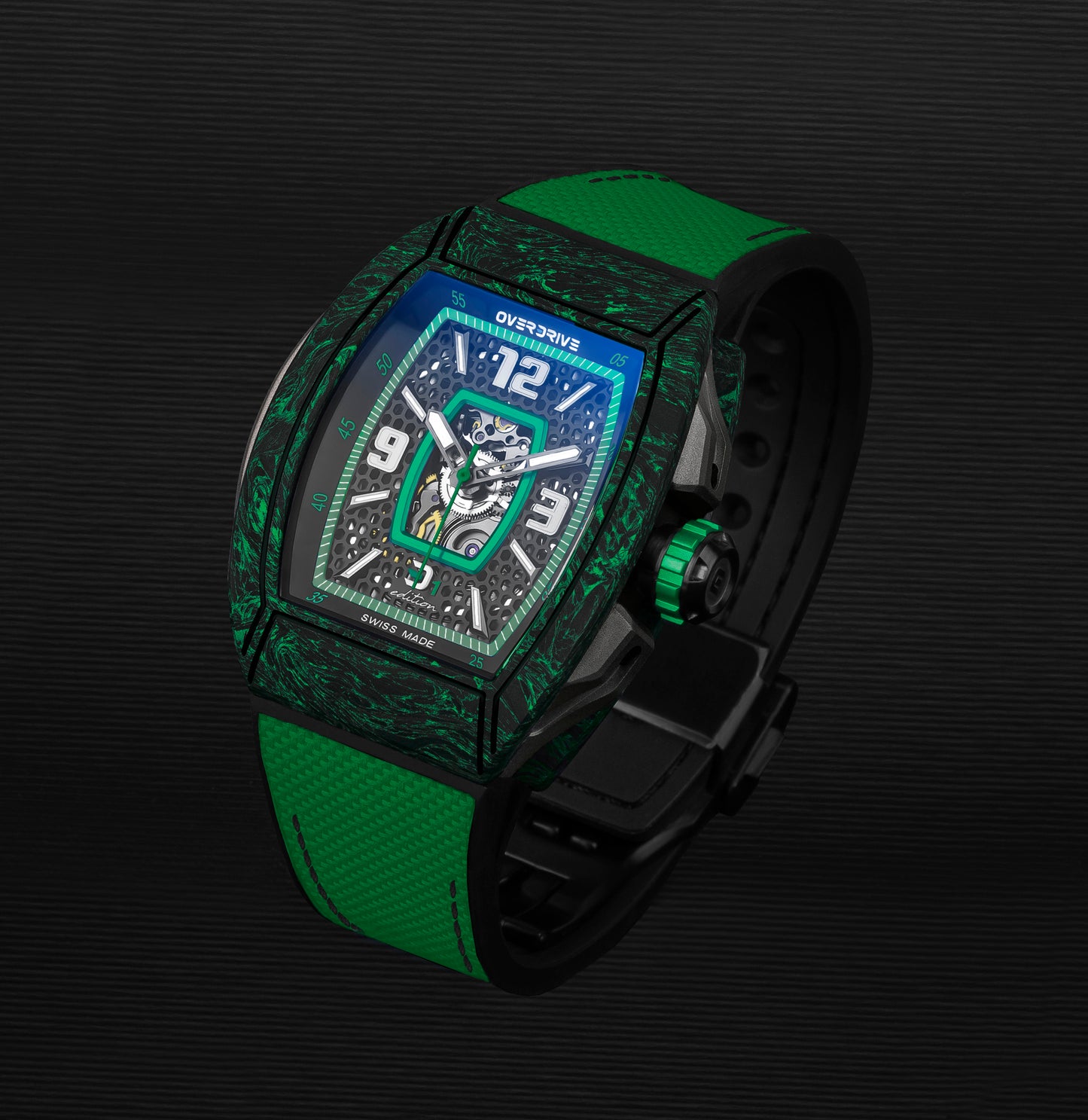 Racing Green Velocity – Overdrive Skeleton Automatic Watch | Titanium & Forged Carbon
