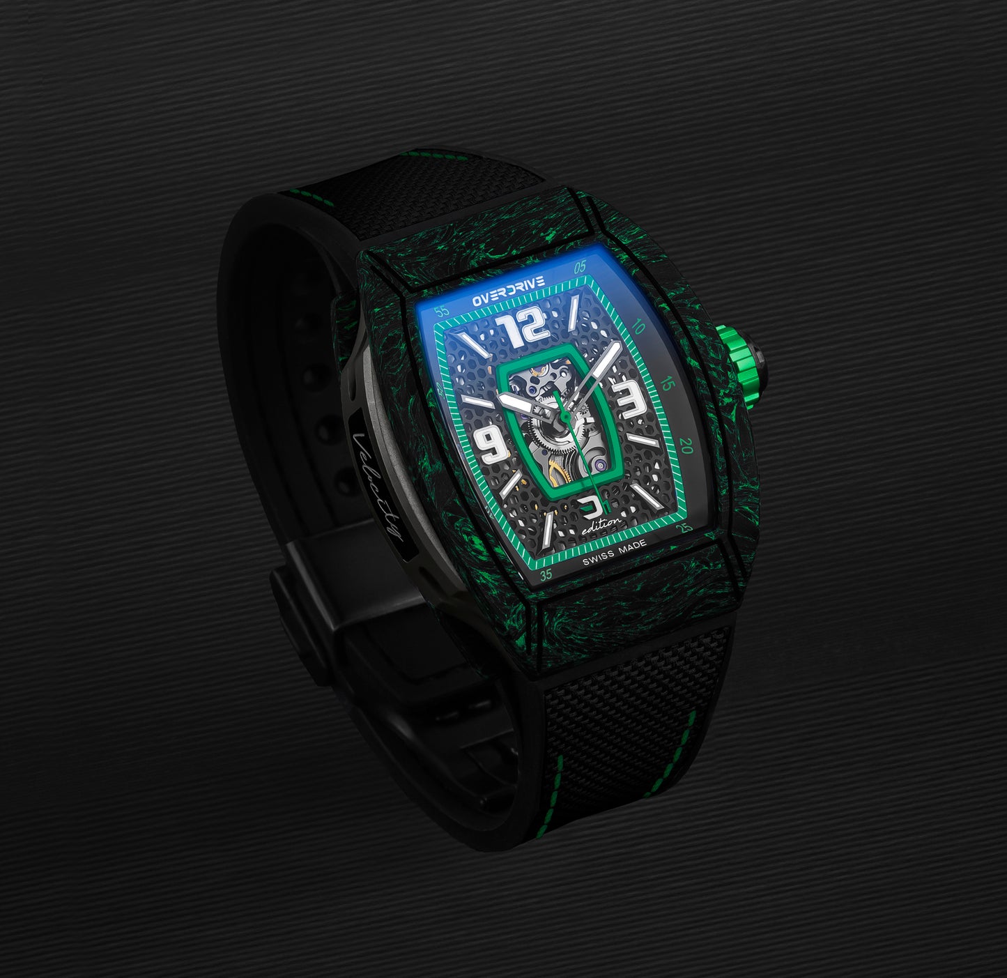 Racing Green Velocity – Overdrive Skeleton Automatic Watch | Titanium & Forged Carbon