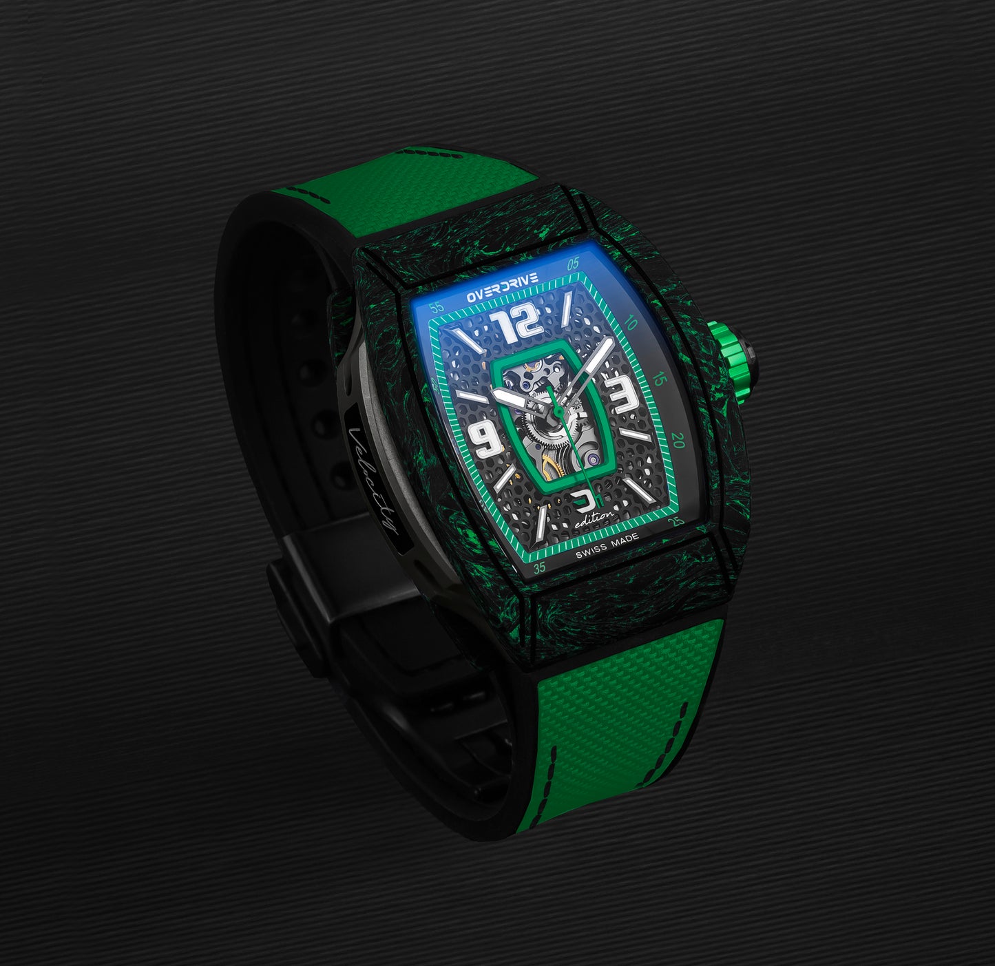 Racing Green Velocity – Overdrive Skeleton Automatic Watch | Titanium & Forged Carbon