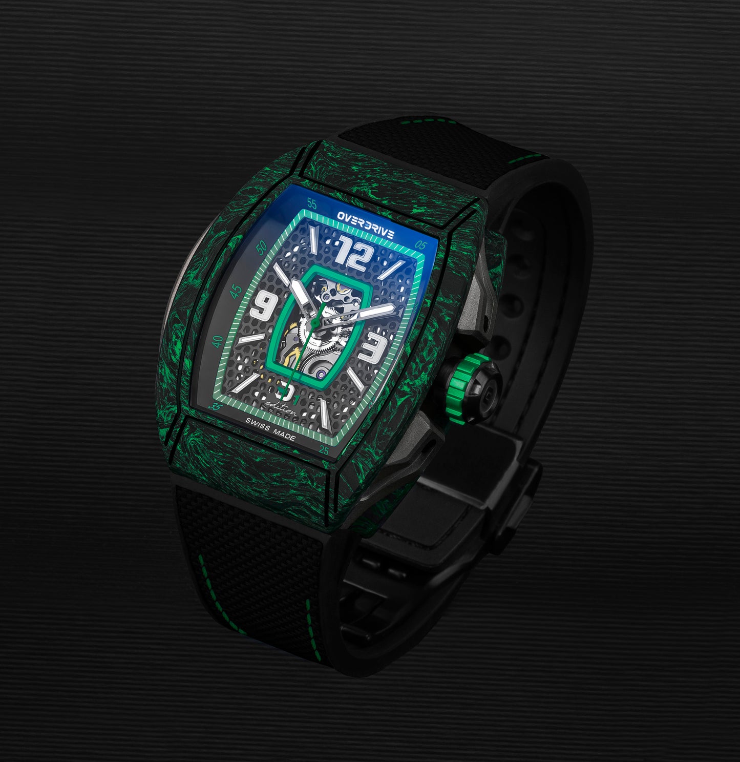 Racing Green Velocity – Overdrive Skeleton Automatic Watch | Titanium & Forged Carbon