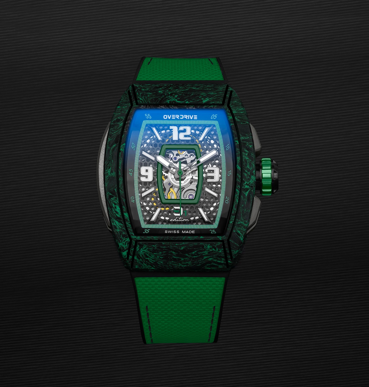 Racing Green Velocity – Overdrive Skeleton Automatic Watch | Titanium & Forged Carbon