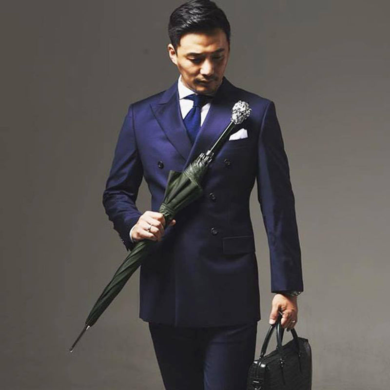 PASOTTI Green Umbrella, Silver Lion Handle