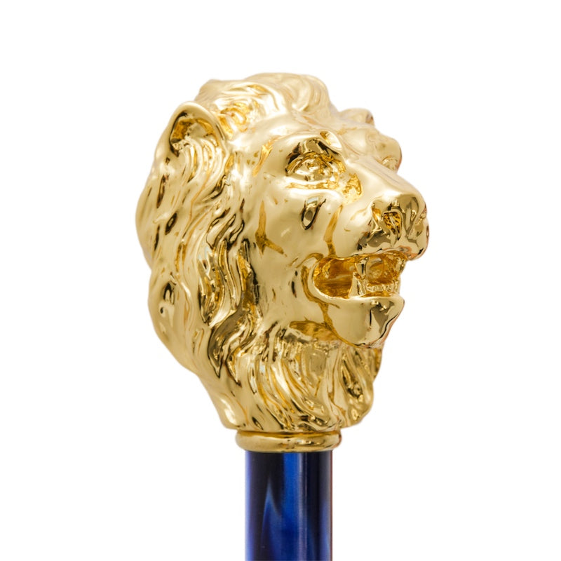 PASOTTI Blue Umbrella with Gold Lion Handle
