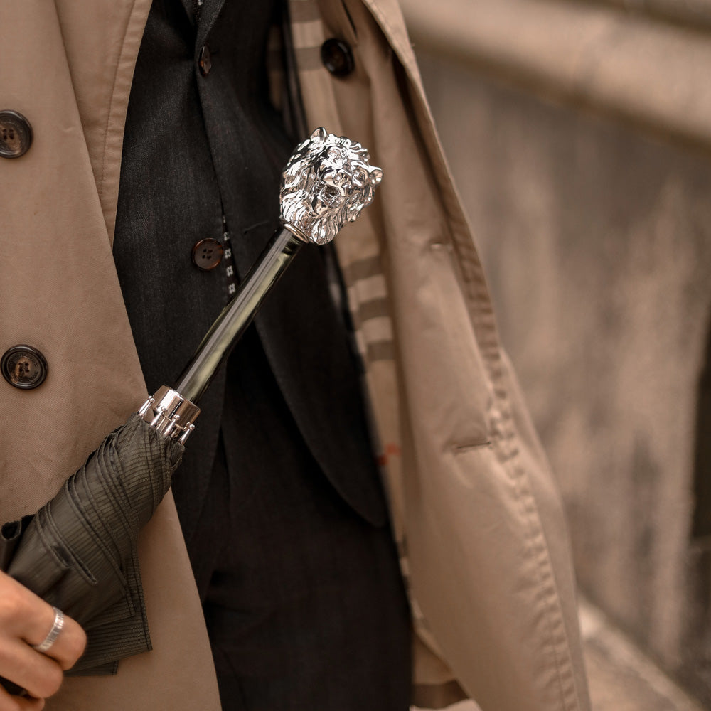PASOTTI Green Umbrella, Silver Lion Handle