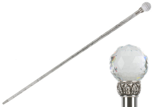 PASOTTI Crystal Ball Cane, Silver Shaft