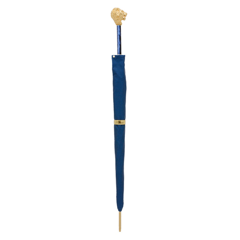 PASOTTI Blue Umbrella with Gold Lion Handle