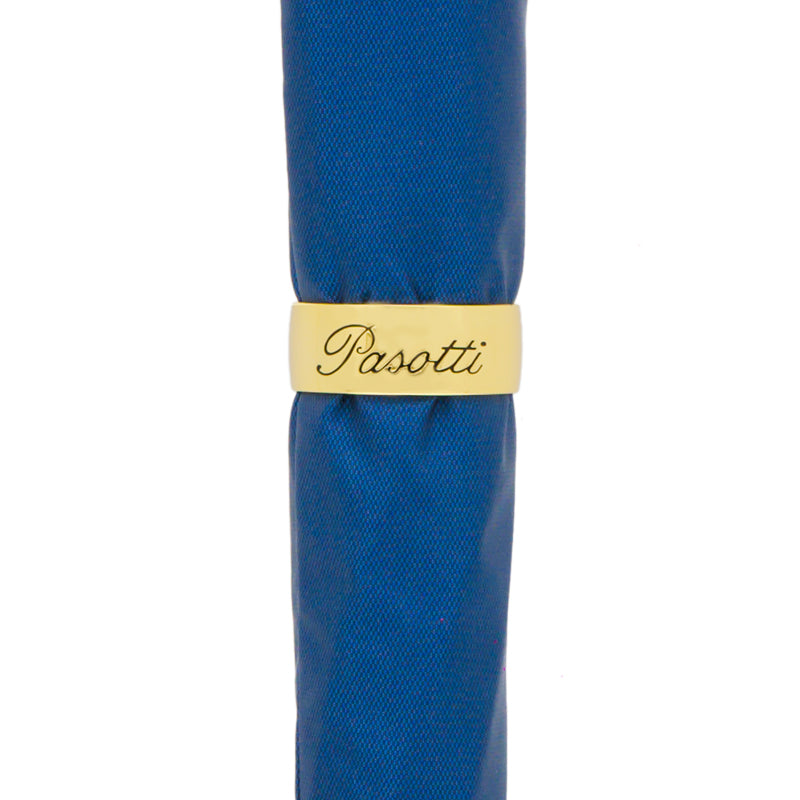 PASOTTI Blue Umbrella with Gold Lion Handle