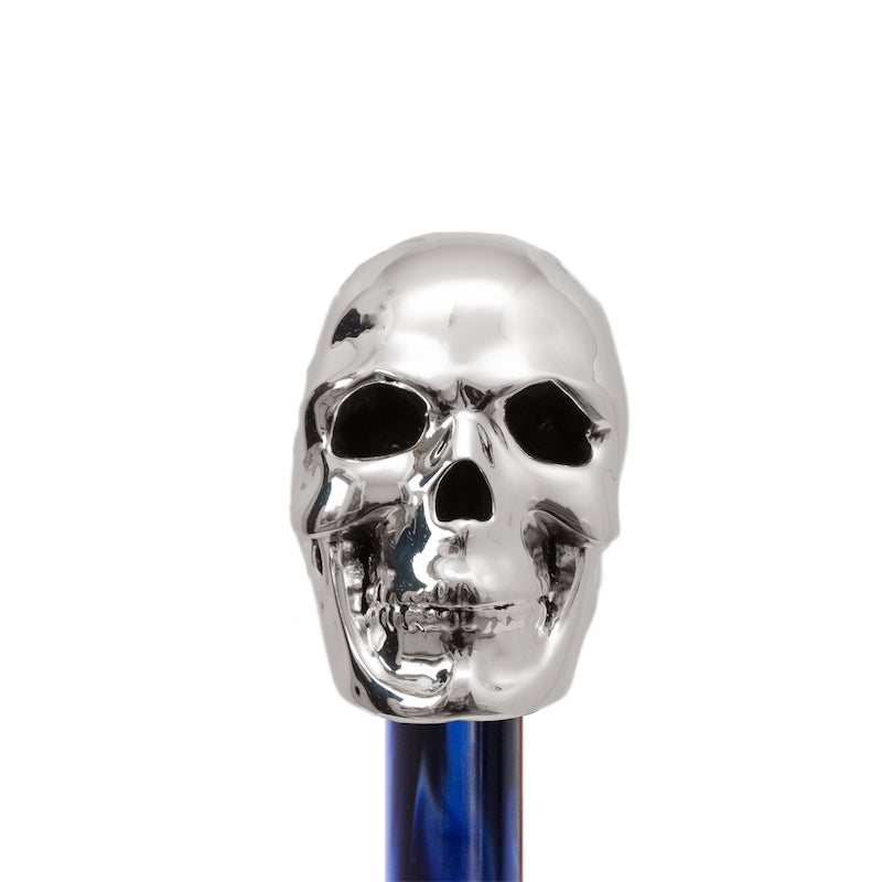 PASOTTI Navy Umbrella with Studs and Silver Skull Handle