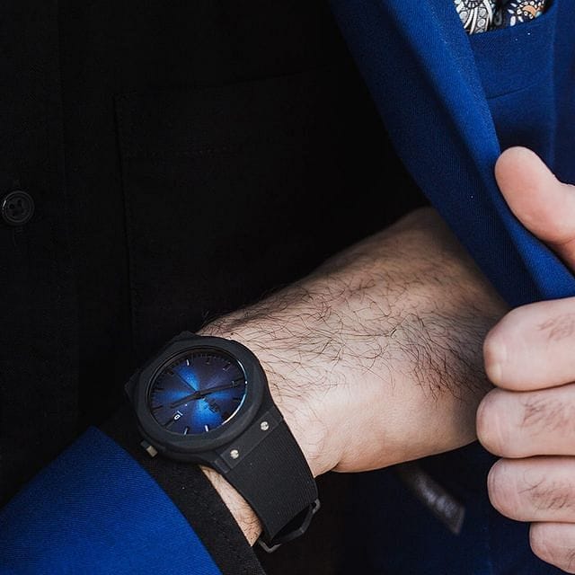 Saatchi Poly Carbonate Blue 44 MM Quartz Men