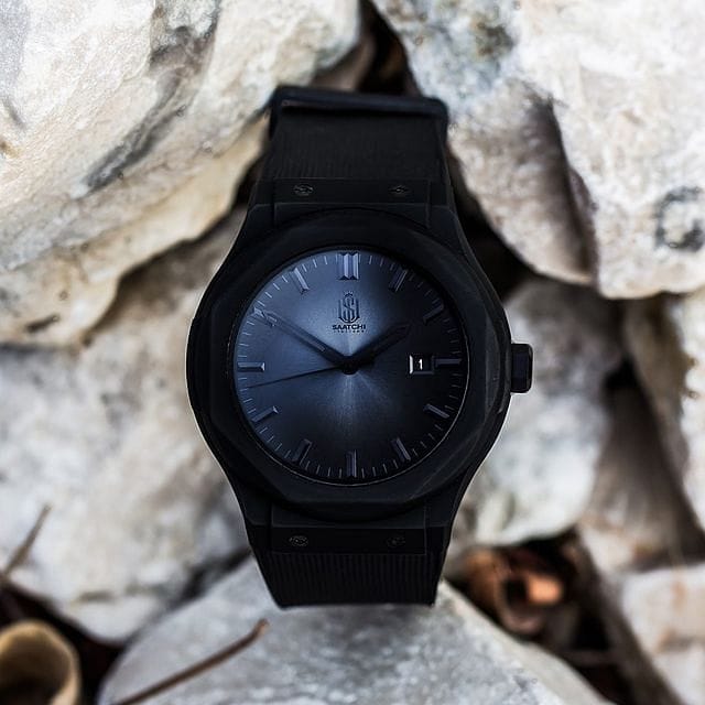 Saatchi Poly Carbonate Black 44 MM Quartz Men