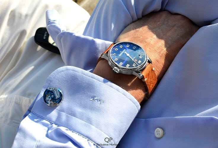 Enclade 1789 Rotor 316L Stainless Steel Blue PVD Cufflinks Men