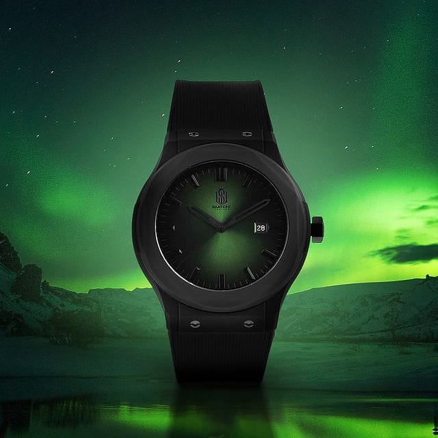 Saatchi Poly Carbonate Green 44 MM Quartz Men