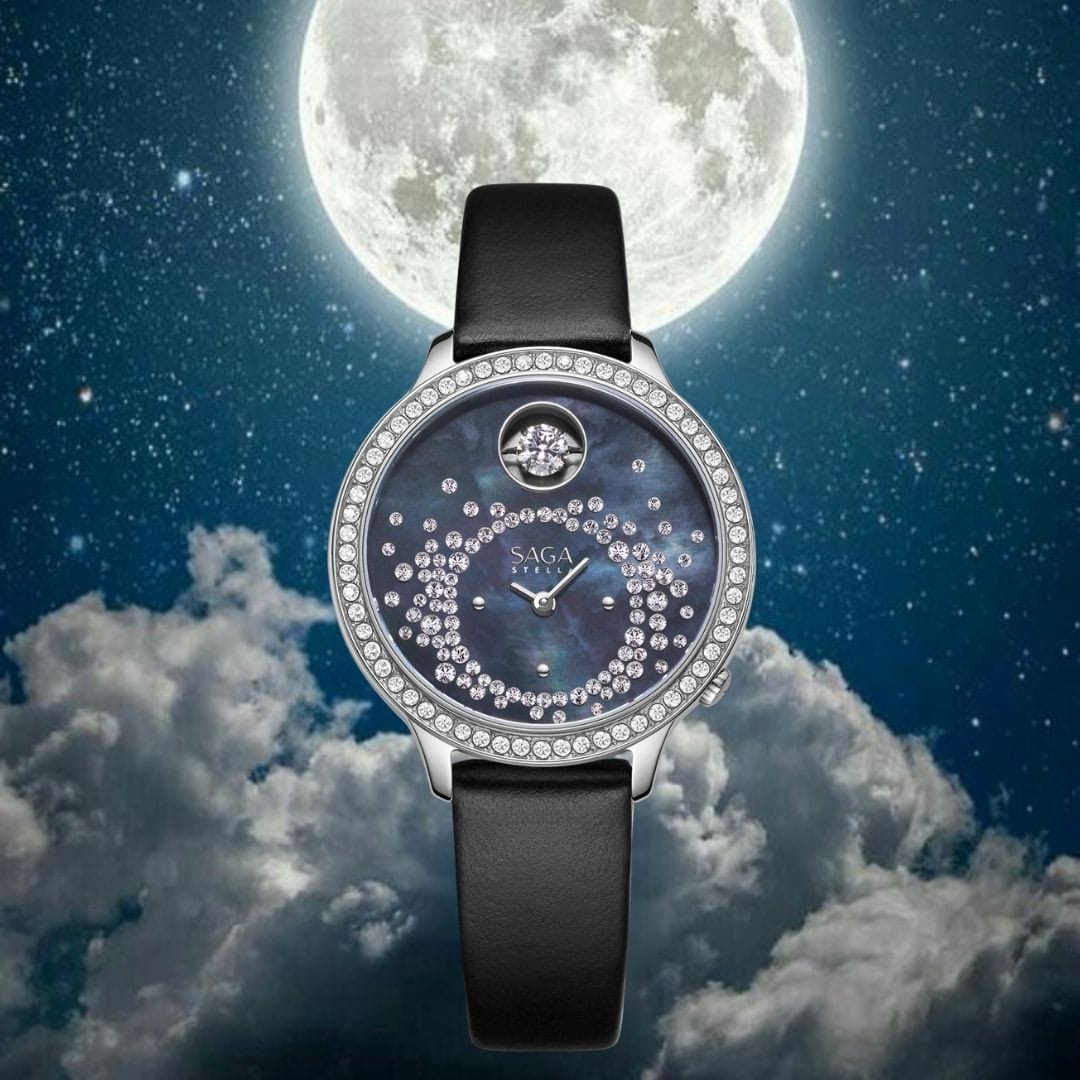 Saga Watches Swarovski with Dancing Stone 34 MM Ronda Swiss Women
