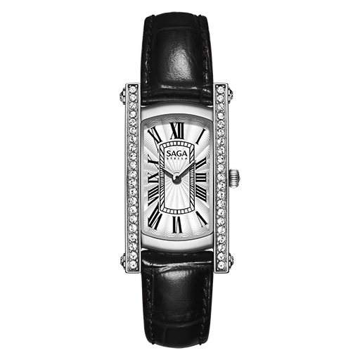 SAGA Women's Vintage Fashion Watch Rectangle 316L Stainless Steel Quartz Ladies Crystal