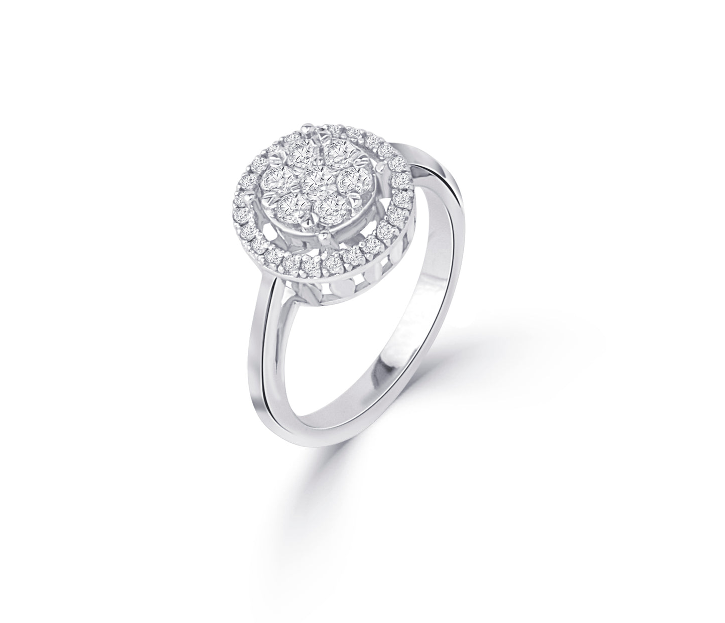 An Elegant LS 18K White Gold Classic Diamond Ring - 10814LRS