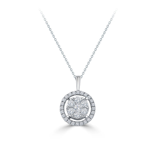 An Elegant LS 18K White Gold Classic Diamond Pendant - 10814PDS