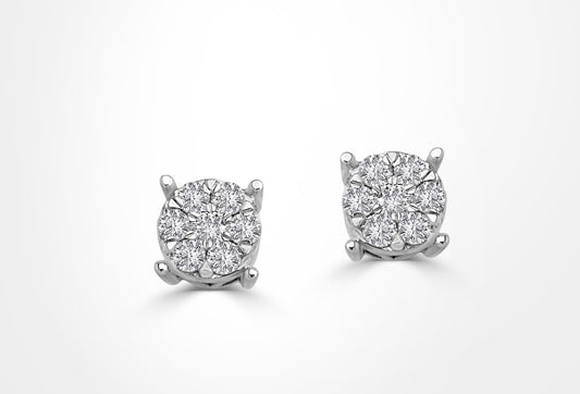 An Elegant LS 18K White Gold Classic Diamond Earrings - 10815ERS