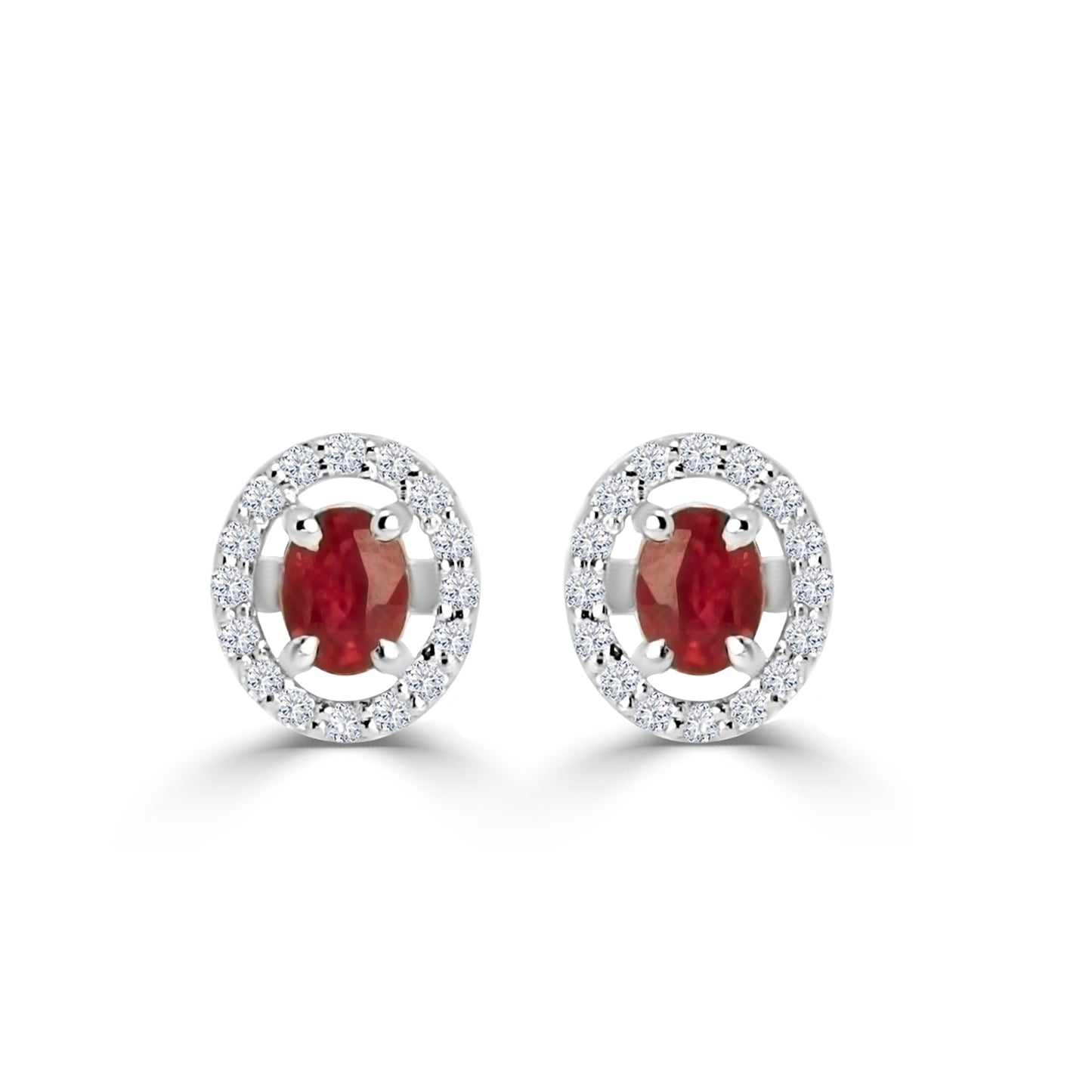 An Eligant LS 18K Ruby Earrings Set with Diamond on White Gold -121165E