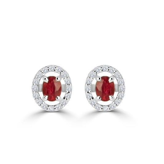An Eligant LS 18K Ruby Earrings Set with Diamond on White Gold -121165E
