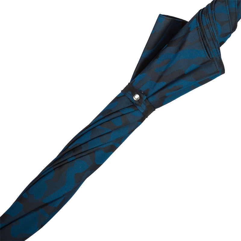 PASOTTI NAVY BLUE CAMOUFLAGE UMBRELLA WITH BAMBOO HANDLE