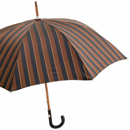 PASOTTI LARGE STRIPED UMBRELLA WITH OSTRICH LEATHER HANDLE