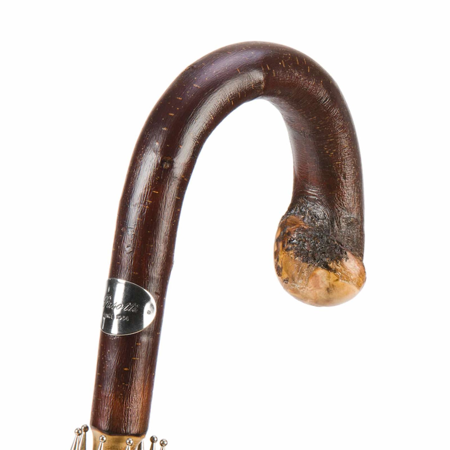 مظلة PASOTTI مخططة بلون كستنائي سادة مع مقبض في النهاية