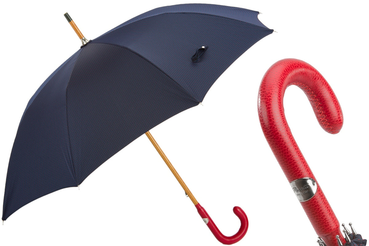 PASOTTI BESPOKE UMBRELLA, RED LEATHER HANDLE