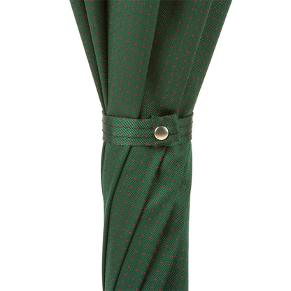 PASOTTI DARK GREEN WOODEN UMBRELLA WITH RED DOTS