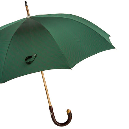 PASOTTI DARK GREEN WOODEN UMBRELLA WITH RED DOTS