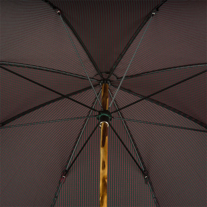 PASOTTI DARK GREEN WOODEN UMBRELLA WITH RED DOTS