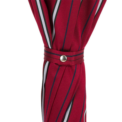 PASOTTI LARGE STRIPED UMBRELLA, LEATHER HANDLE