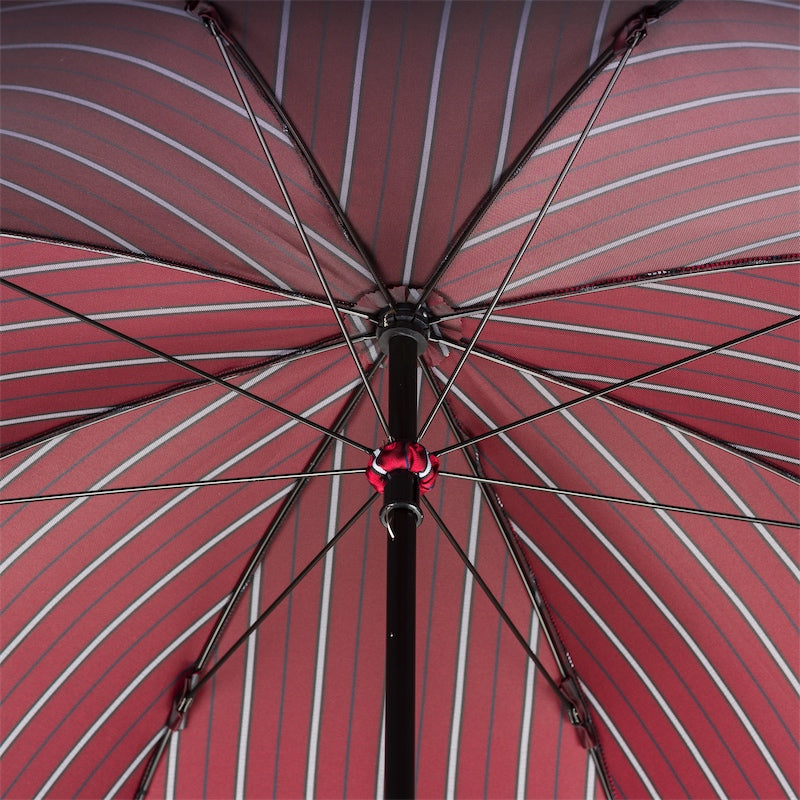 PASOTTI LARGE STRIPED UMBRELLA, LEATHER HANDLE