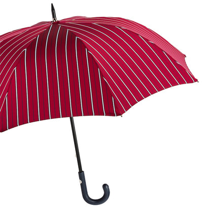 PASOTTI LARGE STRIPED UMBRELLA, LEATHER HANDLE