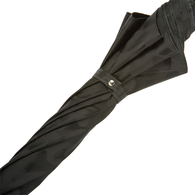 PASOTTI Black Camouflage Umbrella, Leather Handle with Skulls