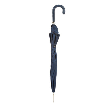 PASOTTI GENTS UMBRELLA WITH NAVY LEATHER HANDLE
