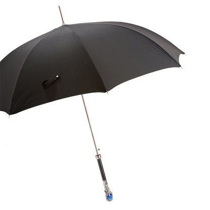 PASOTTI Black Umbrella with Luxury Blue Gem Handle