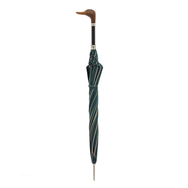 PASOTTI STRIPED UMBRELLA WITH DUCK HANDLE