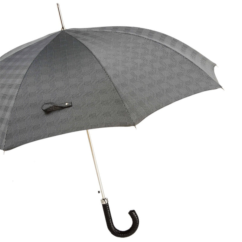 PASOTTI MILFORD UMBRELLA WITH BRAIDED LEATHER HANDLE