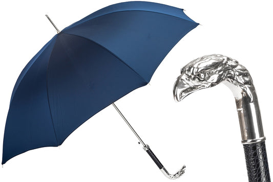 PASOTTI Blue Umbrella, Silver Eagle Handle