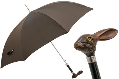 PASOTTI Brown Umbrella with Rabbit Handle