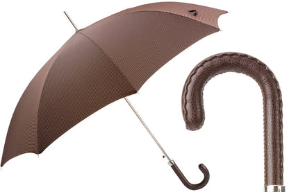 PASOTTI Gentleman Umbrella with Brown Leather Handle