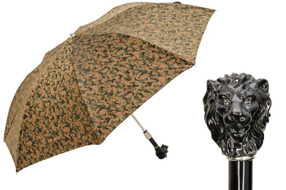 PASOTTI CAMOUFLAGE FOLDING UMBRELLA, BLACK LION