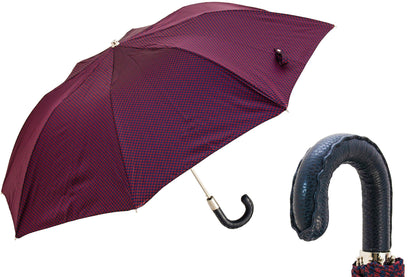 PASOTTI RED & NAVY PIED DE POULE FOLDING UMBRELLA