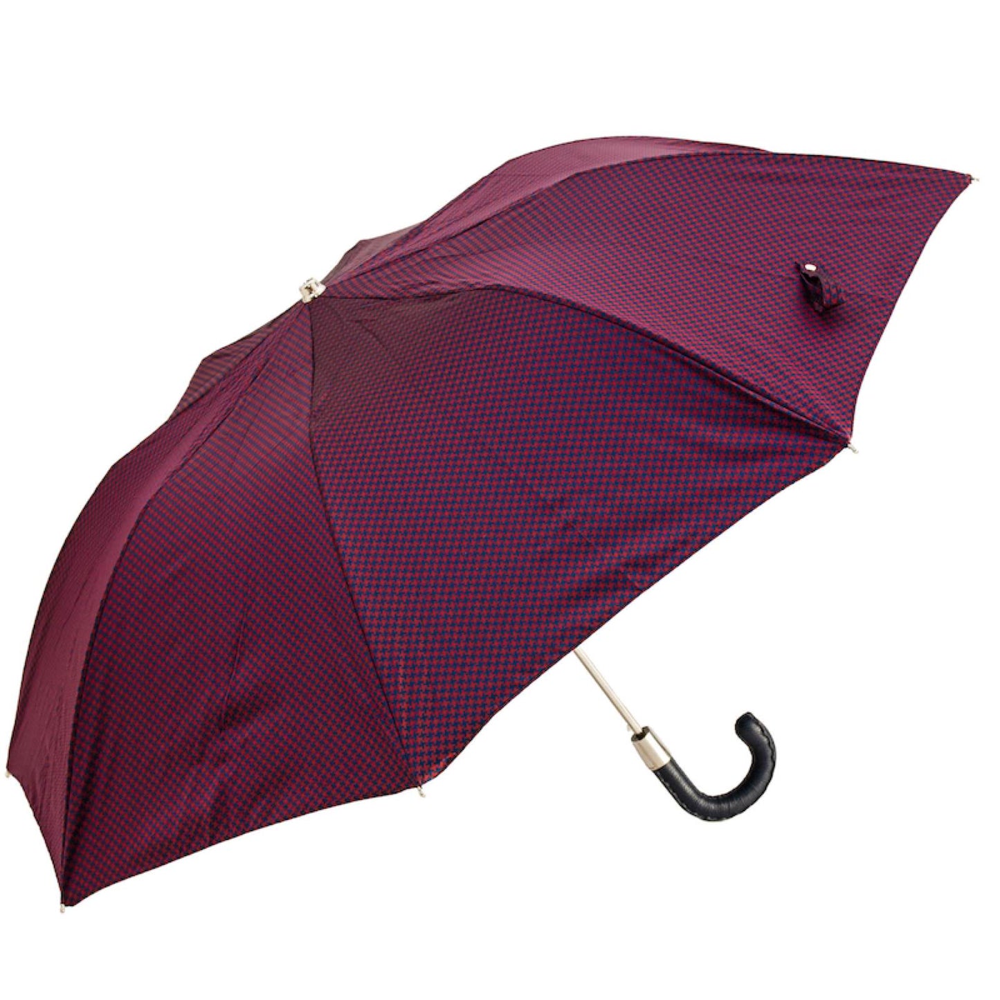 PASOTTI RED & NAVY PIED DE POULE FOLDING UMBRELLA